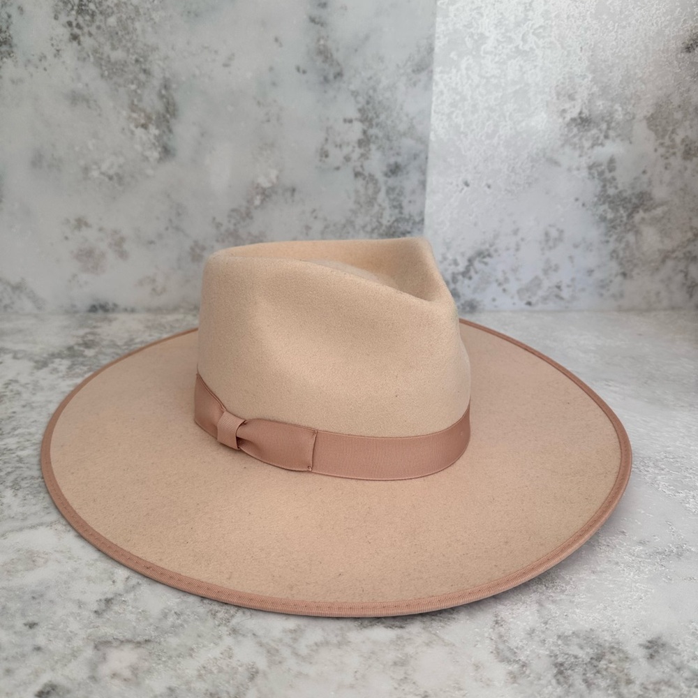 Lack Of Color Tan Fedora Hat with Wide Brim